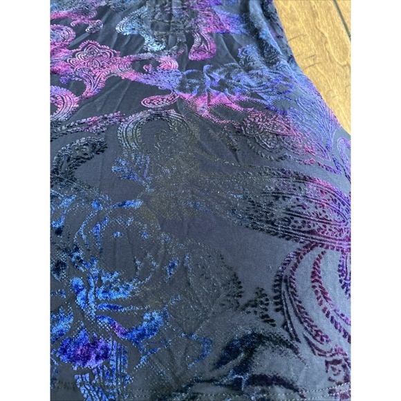 Y2K CKM black Blue Purple Crushed Velvet dress. Size Medium Goth‎ Grunge - Picture 11 of 11